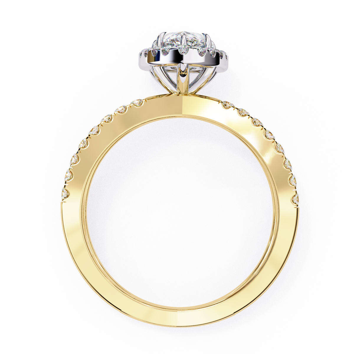 Reverra 14K Pear Halo Split Shank Diamond Engagement Ring, CTTW-1.67