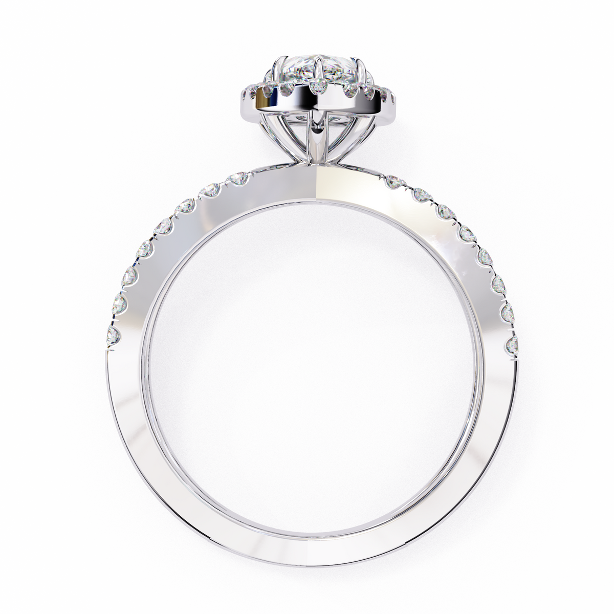 Reverra 14K Pear Halo Split Shank Diamond Engagement Ring, CTTW-1.67
