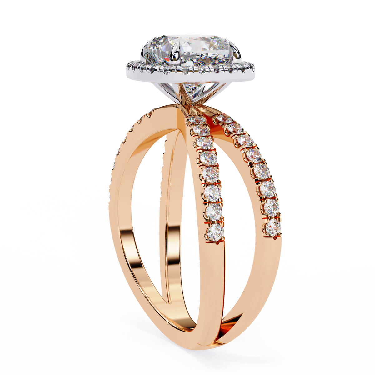 Reverra 14K Gold Cushion & Round Lab Grown Diamond Engagement Ring for Women, CTTW-2.23
