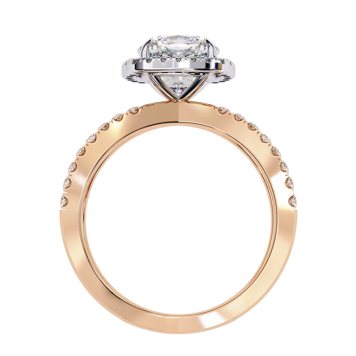 Reverra 14K Gold Cushion & Round Lab Grown Diamond Engagement Ring for Women, CTTW-2.23