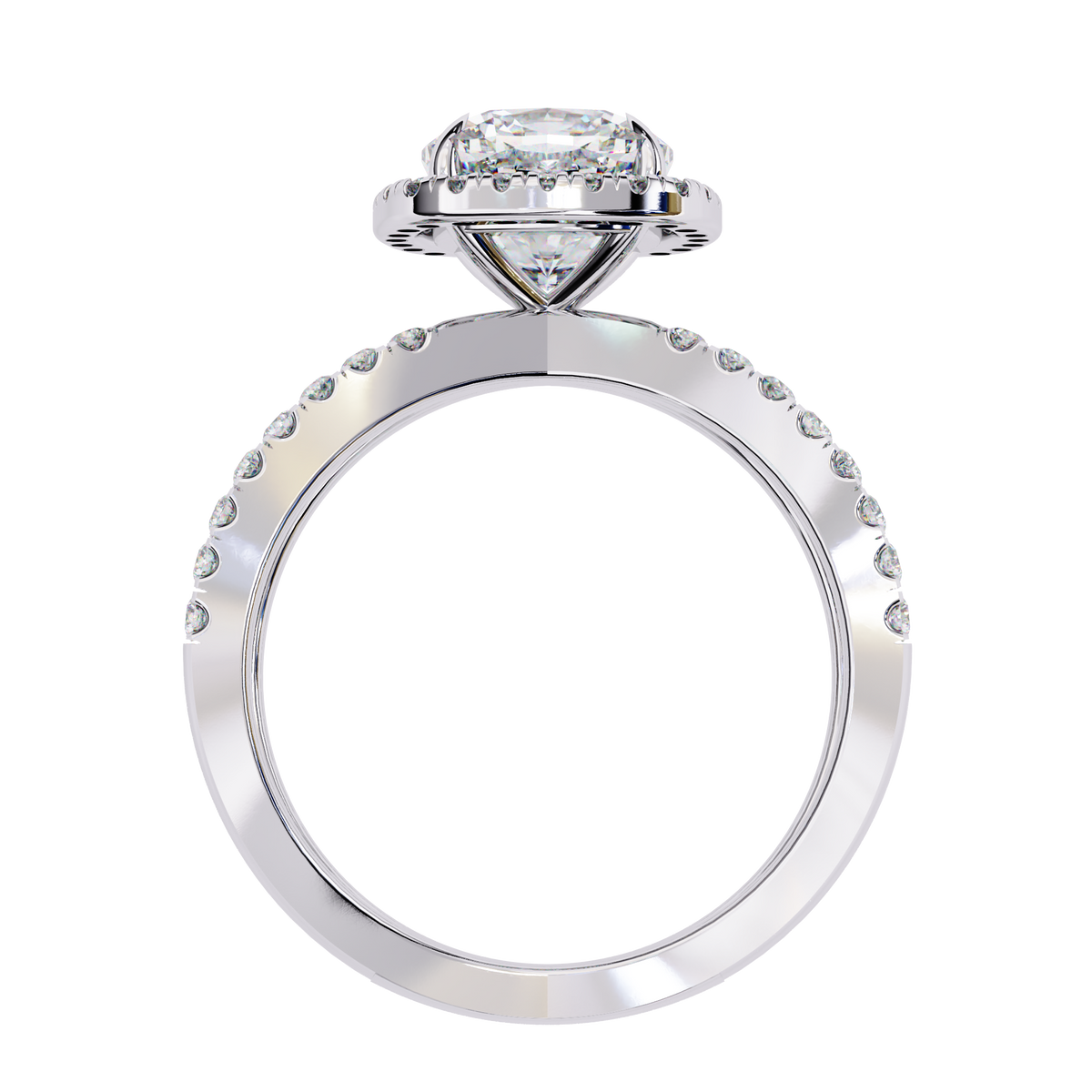 Reverra 14K Gold Cushion & Round Lab Grown Diamond Engagement Ring for Women, CTTW-2.23