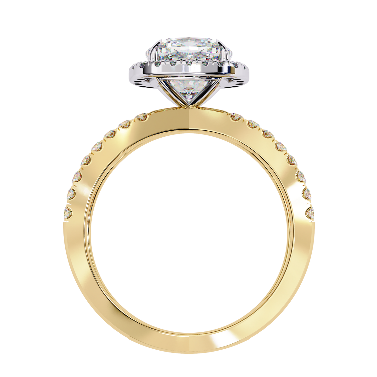 Reverra 14K Gold Cushion & Round Lab Grown Diamond Engagement Ring for Women, CTTW-2.23