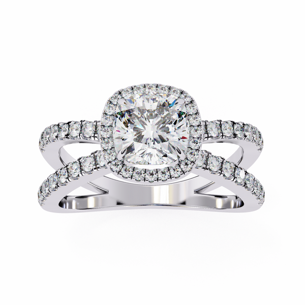 Reverra 14K Gold Cushion & Round Lab Grown Diamond Engagement Ring for Women, CTTW-2.23