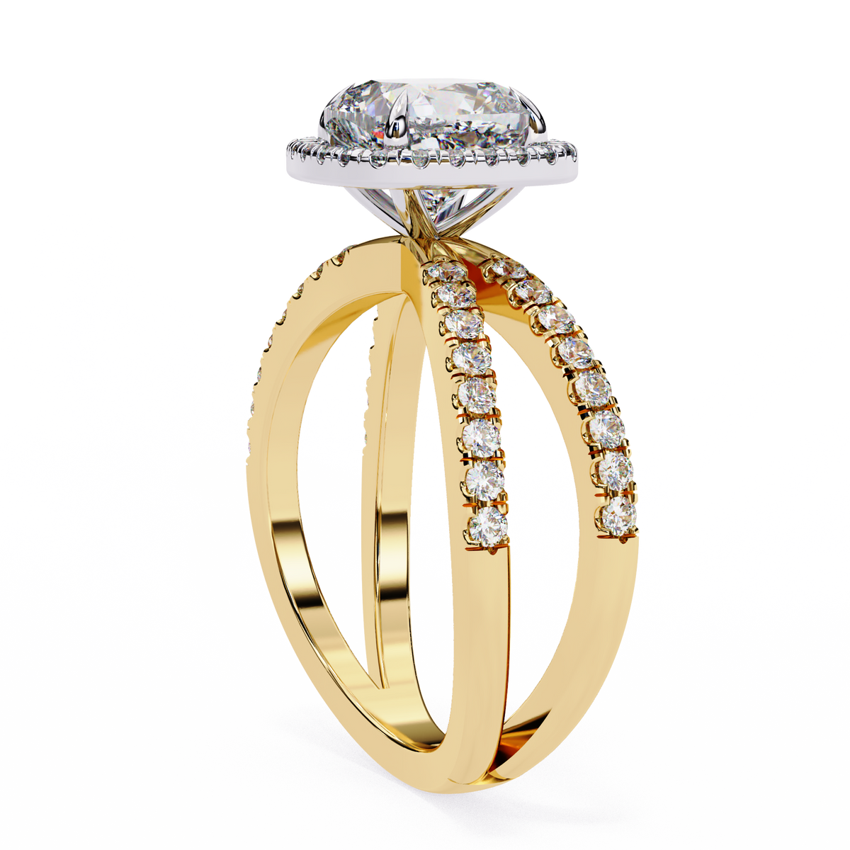 Reverra 14K Gold Cushion & Round Lab Grown Diamond Engagement Ring for Women, CTTW-2.23