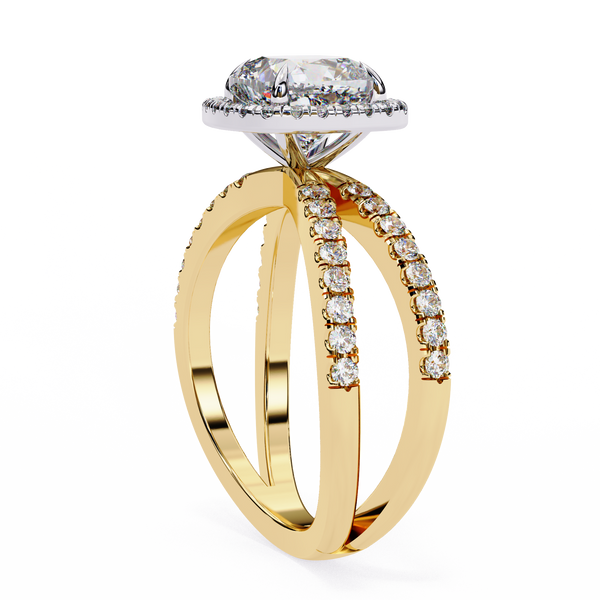 Reverra 14K Gold Cushion & Round Lab Grown Diamond Engagement Ring for Women, CTTW-2.23