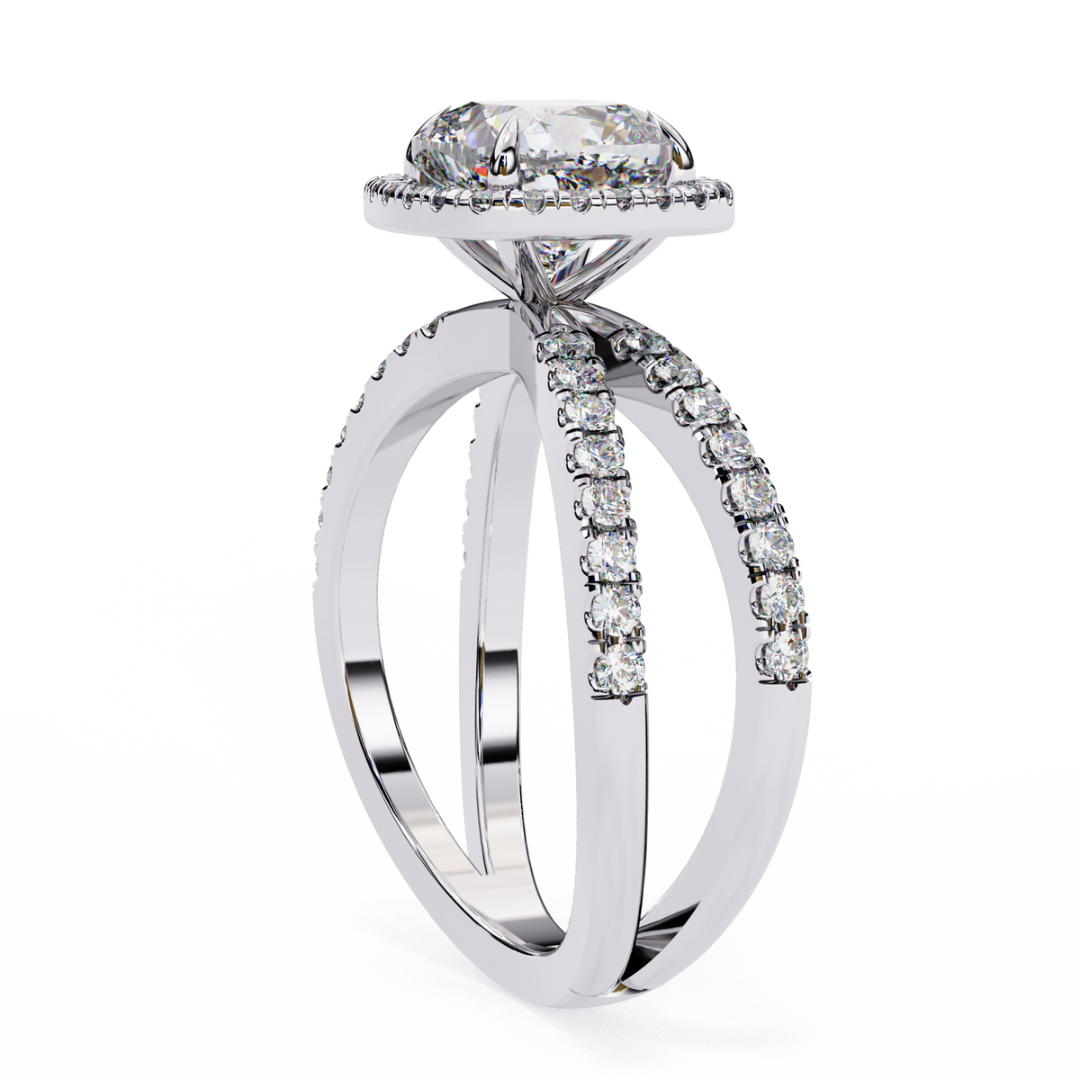 Reverra 14K Gold Cushion & Round Lab Grown Diamond Engagement Ring for Women, CTTW-2.23