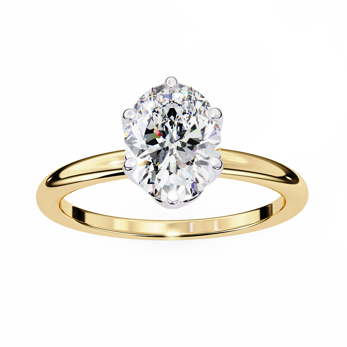 Reverra 14K Gold Oval Round Lab Grown Diamond Solitaire Classic Engagement Ring for Women, CTTW-2.8