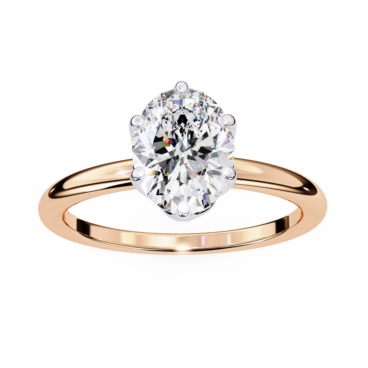Reverra 14K Gold Oval Round Lab Grown Diamond Solitaire Classic Engagement Ring for Women, CTTW-2.8