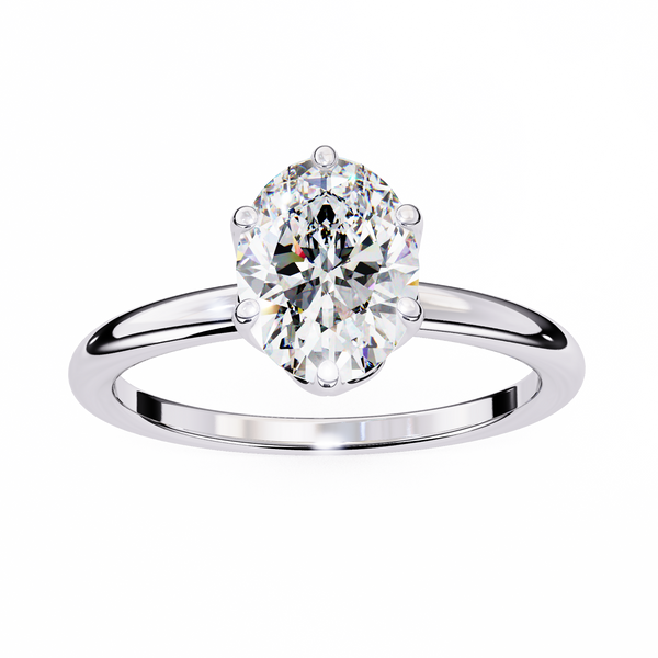 Reverra 14K Gold Oval Round Lab Grown Diamond Solitaire Classic Engagement Ring for Women, CTTW-2.8