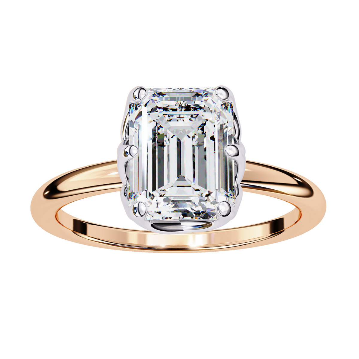 Reverra 14K Gold Emerald & Round Lab Grown Diamond Solitaire Classic Engagement Ring for Women, CTTW-2.15