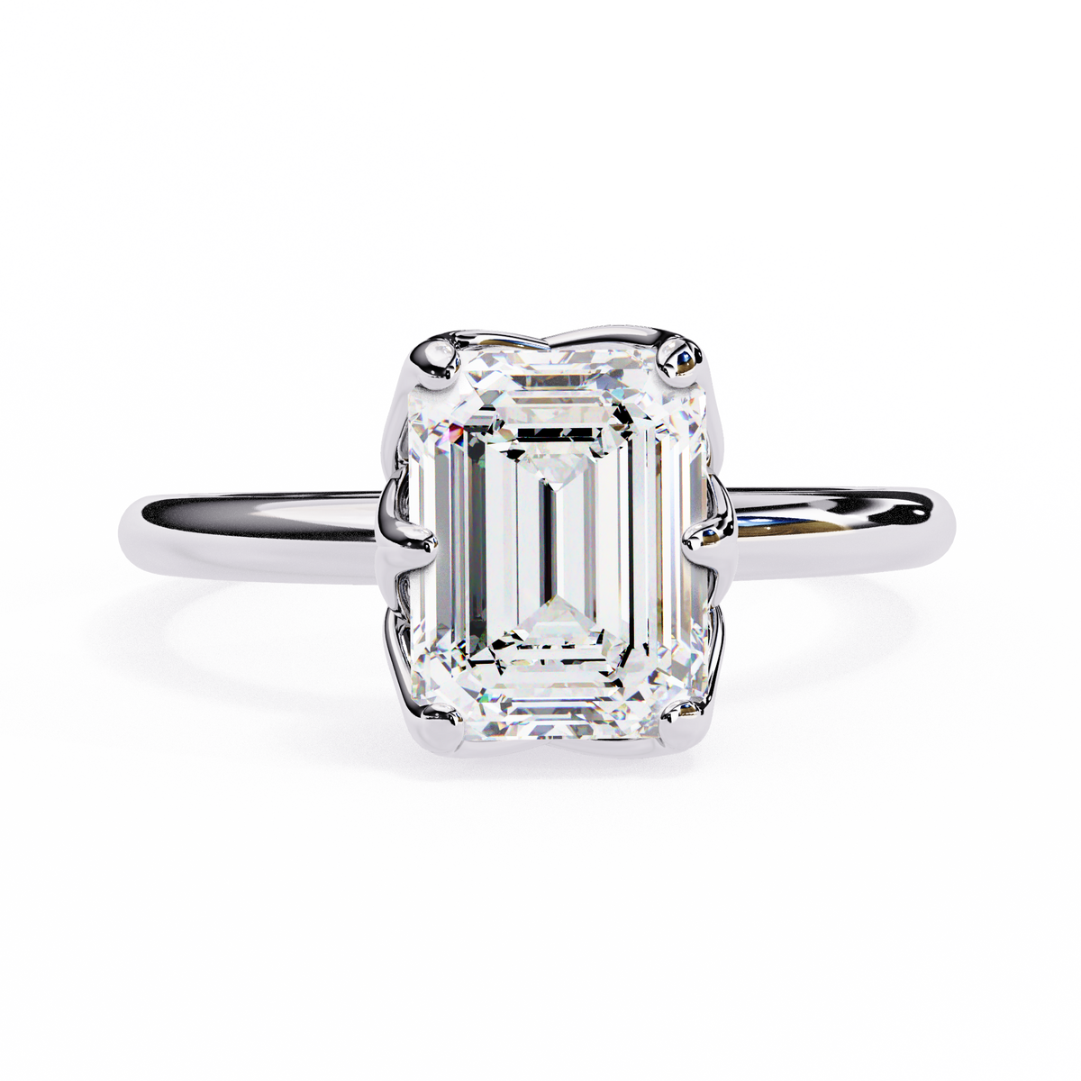 Reverra 14K Emerald Solitaire Classic Diamond Engagement Ring, CTTW-2.15