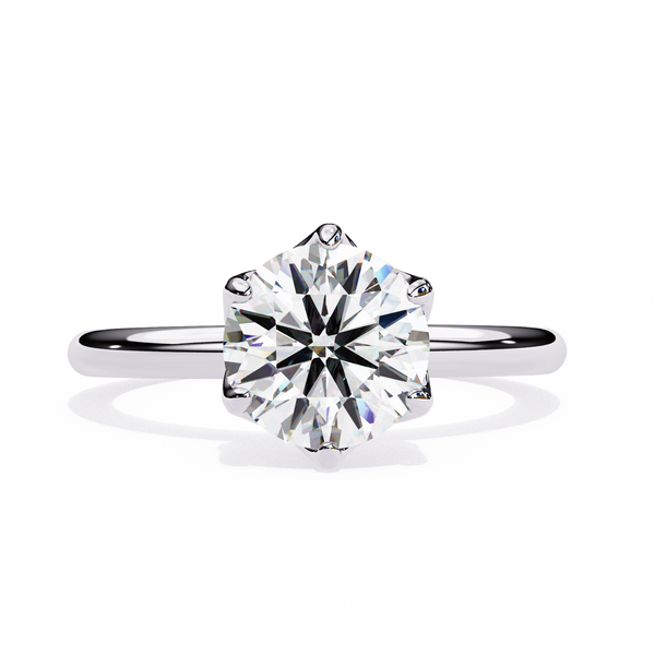 Reverra 14K Gold Round Lab Grown Diamond Solitaire Classic Engagement Ring for Women, CTTW-1.6