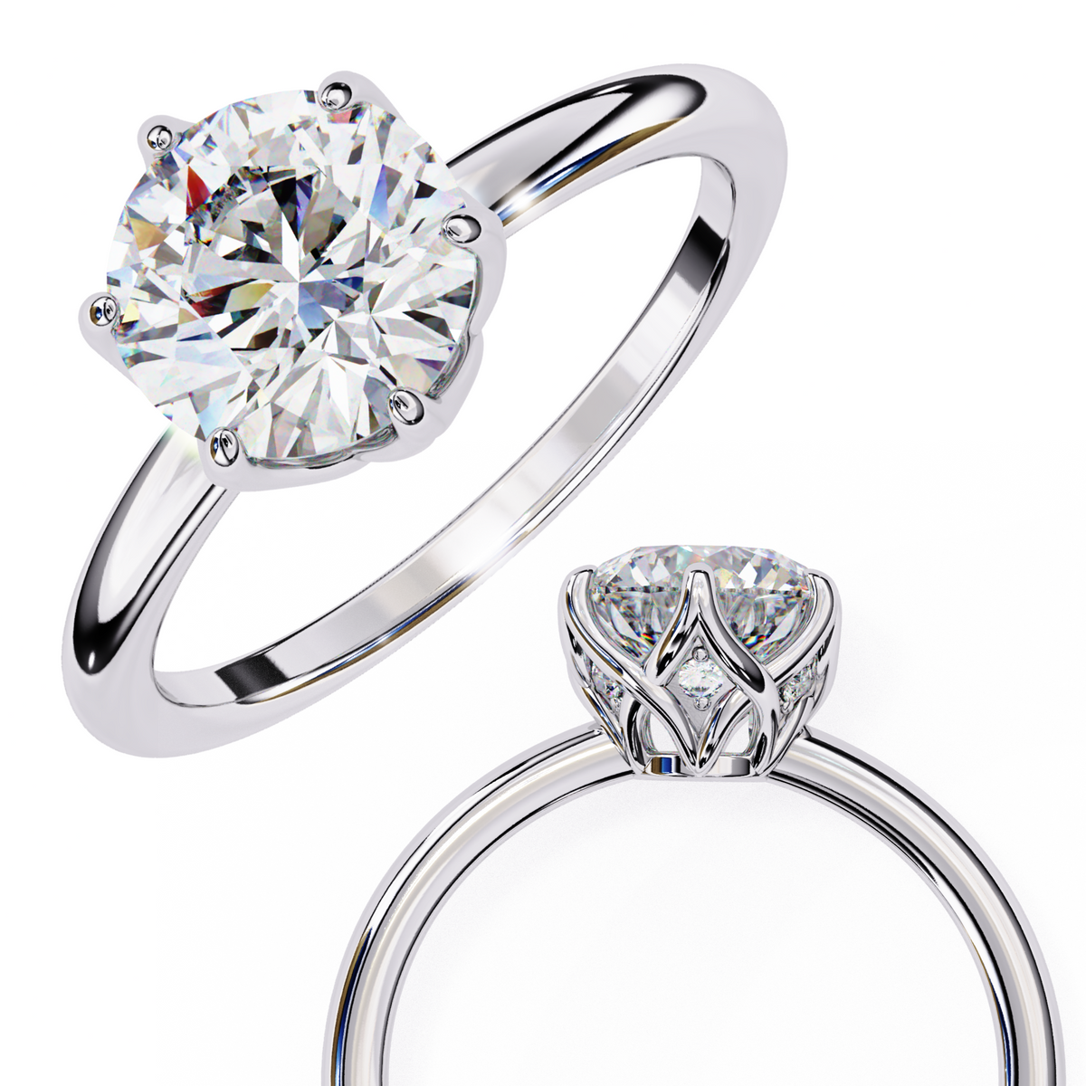 Reverra 14K Round Solitaire Classic Diamond Engagement Ring, CTTW-1.6