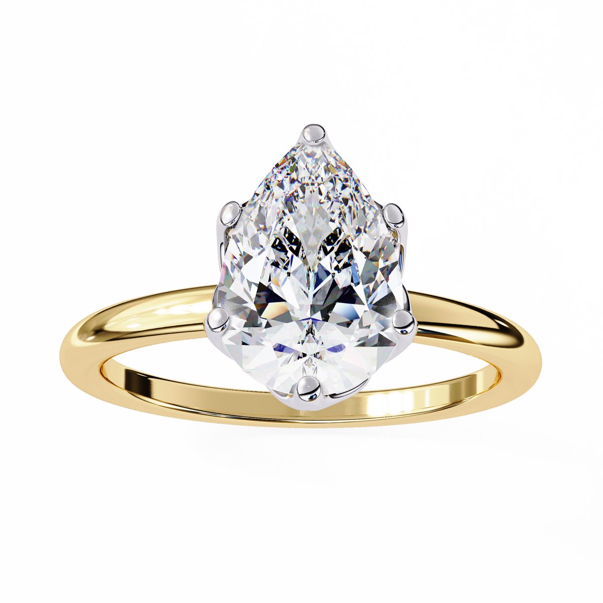 Reverra 14K Pear Solitaire Classic Diamond Engagement Ring, CTTW-1.87