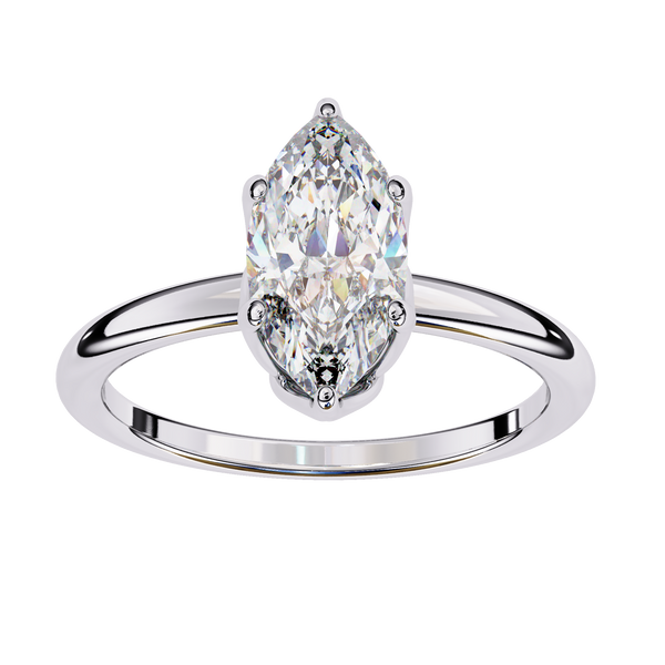 Reverra 14K Gold Marquise & Round Lab Grown Diamond Solitaire Classic Engagement Ring for Women, CTTW-1.15