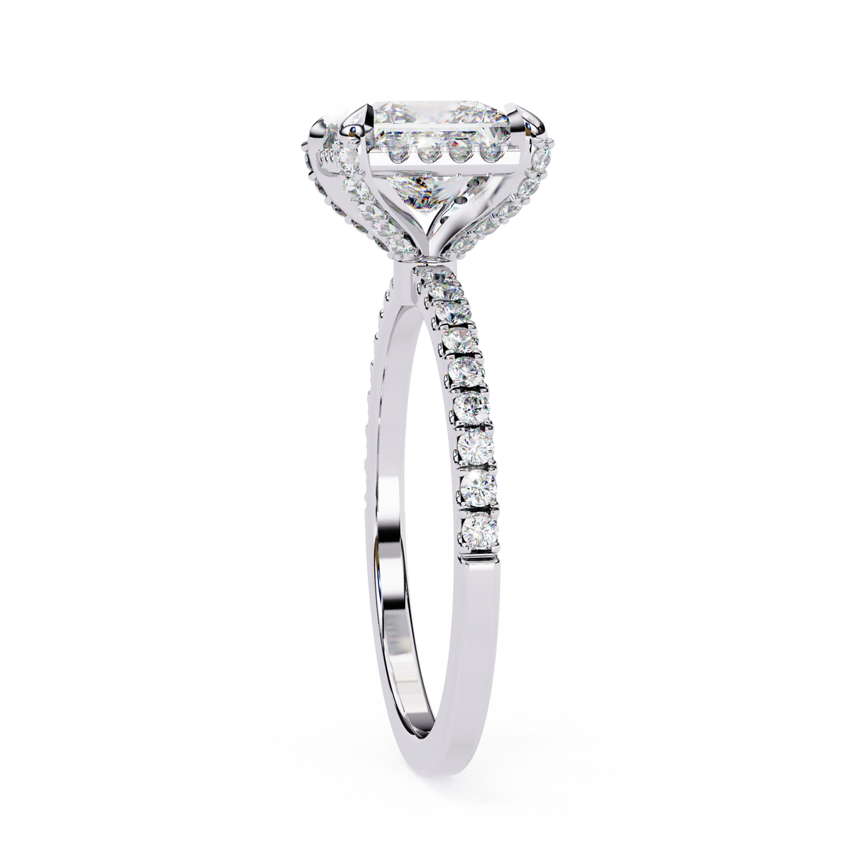Reverra 14K Princess Halo Pavé Diamond Engagement Ring, CTTW-2.41
