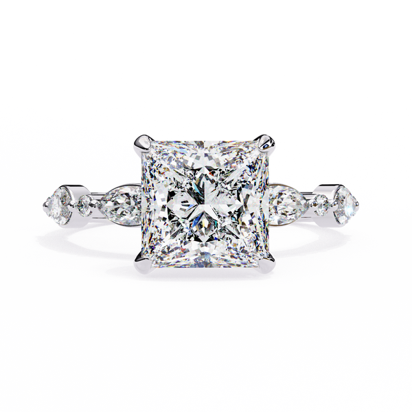 Reverra 14K Gold Princess, Round & Marquise Lab Grown Diamond Sparkle Engagement Ring for Women, CTTW-3.25