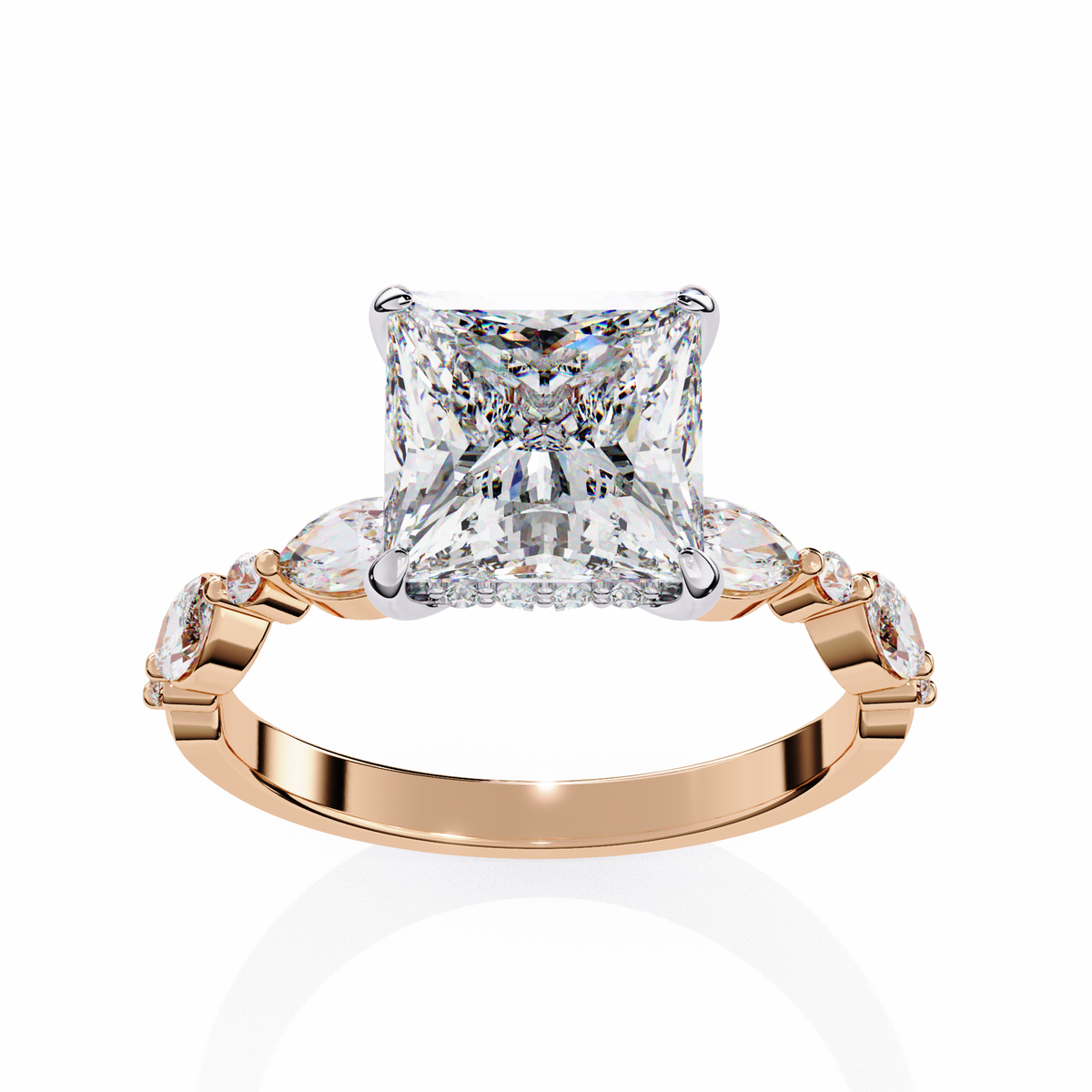 Reverra 14K Three-Stone Engagement Ring, CTTW-3.25