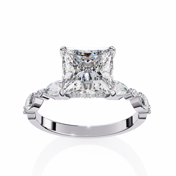 Reverra 14K Gold Princess, Round & Marquise Lab Grown Diamond Sparkle Engagement Ring for Women, CTTW-3.25
