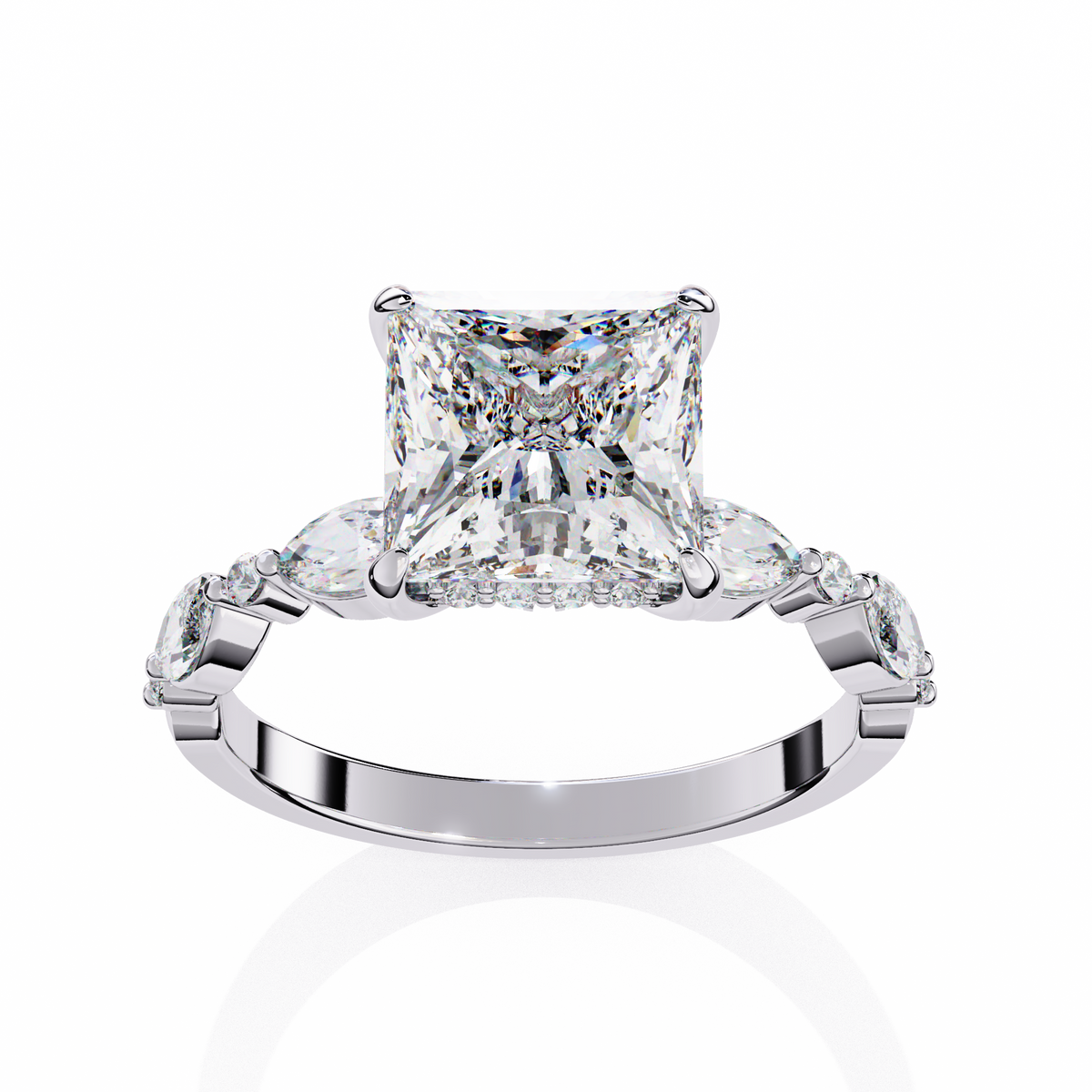 Reverra 14K Three-Stone Engagement Ring, CTTW-3.25