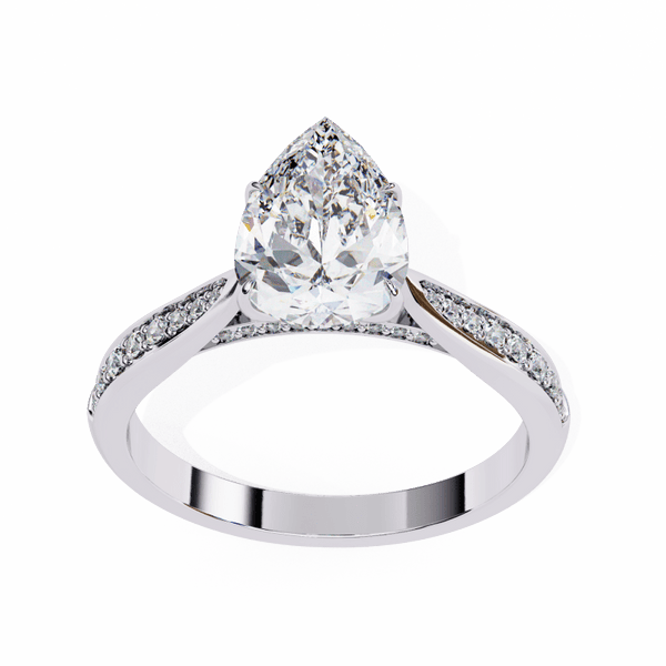 Reverra 14K Gold Pear & Round Lab Grown Diamond Engagement Ring for Women, CTTW-1.04 - Reverra Jewels Inc.
