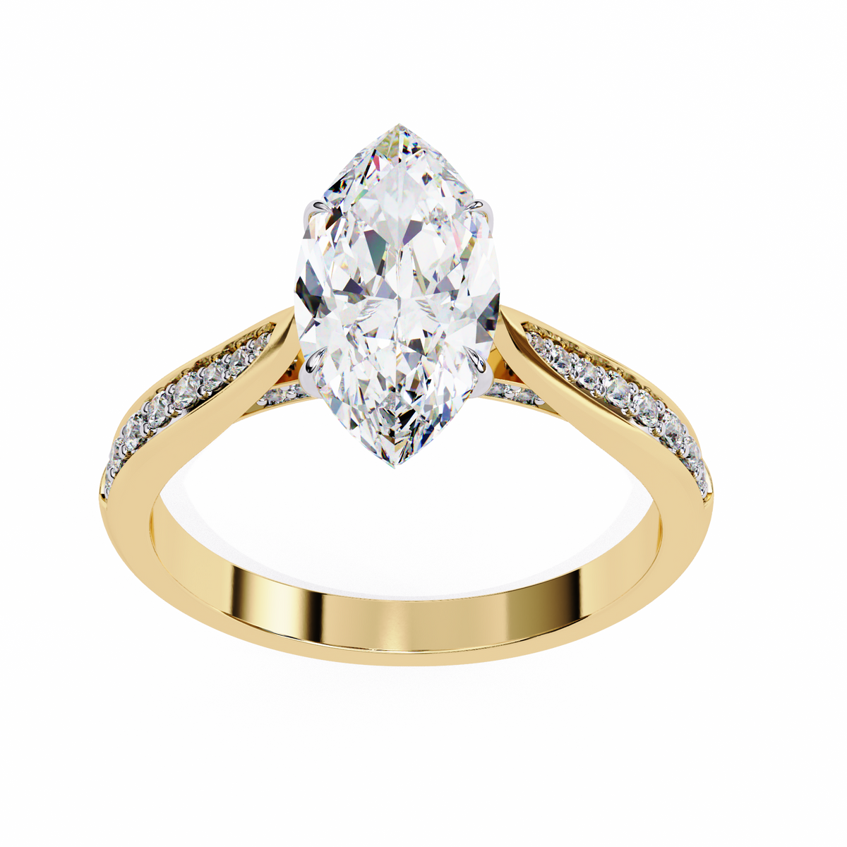 Reverra 14K Gold Marquise & Round Lab Grown Diamond Engagement Ring for Women, CTTW-1.4