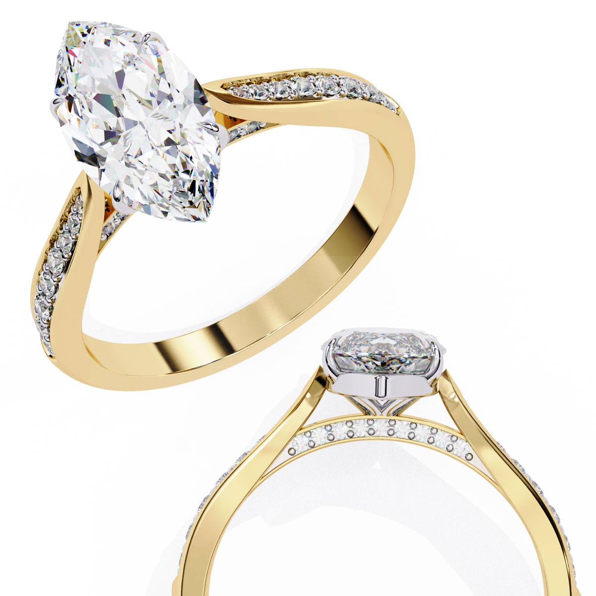 Reverra 14K Diamond Engagement Ring with Accents, CTTW-1.4