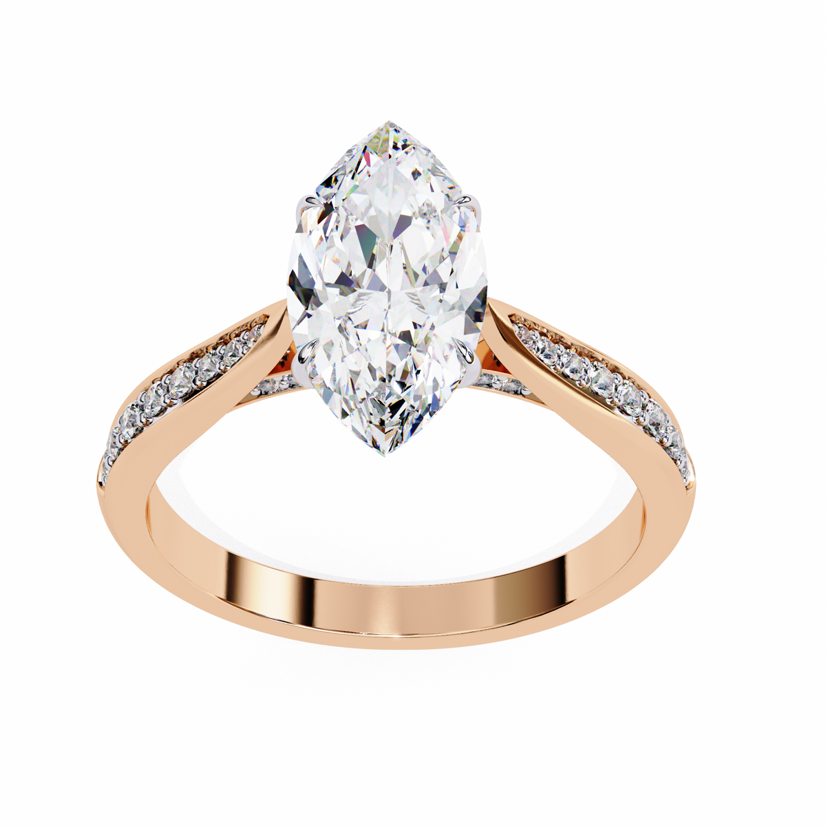 Reverra 14K Gold Marquise & Round Lab Grown Diamond Engagement Ring for Women, CTTW-1.4