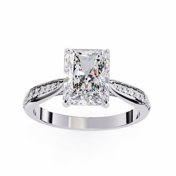 Reverra 14K Gold Radiant & Round Lab Grown Diamond Engagement Ring for Women, CTTW-2.63