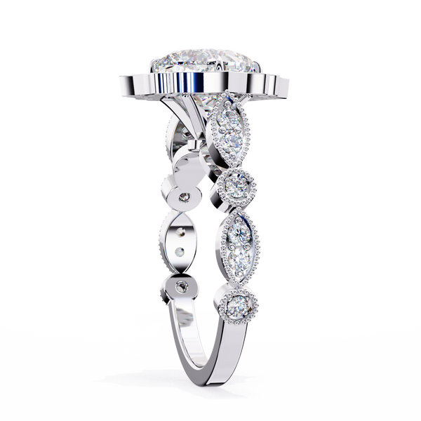 Reverra 14K Gold Cushion & Round Lab Grown Diamond Vintage Engagement Ring for Women, CTTW-2.56