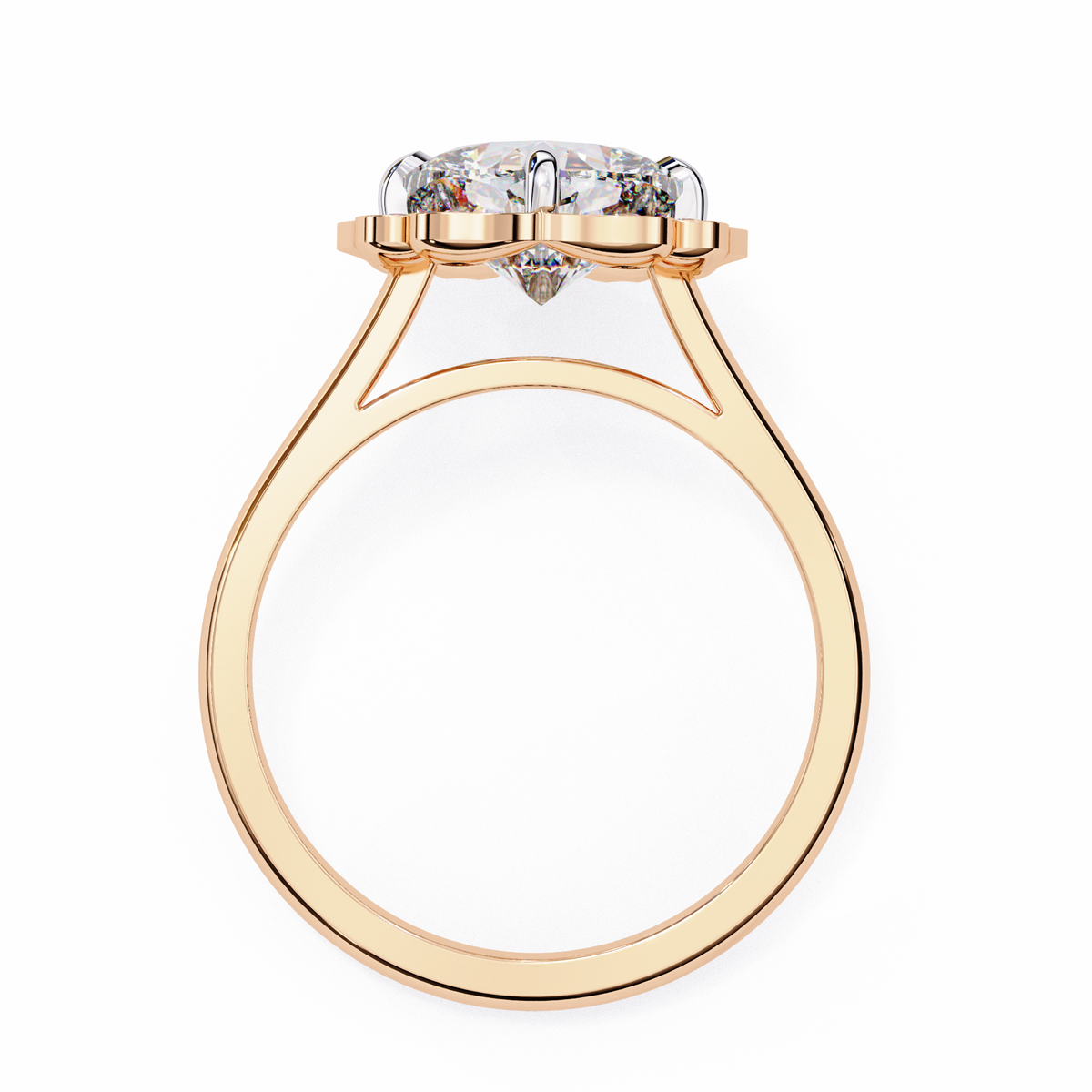 Reverra 14K Gold Cushion & Round Lab Grown Diamond Vintage Floral Engagement Ring for Women, CTTW-3.53