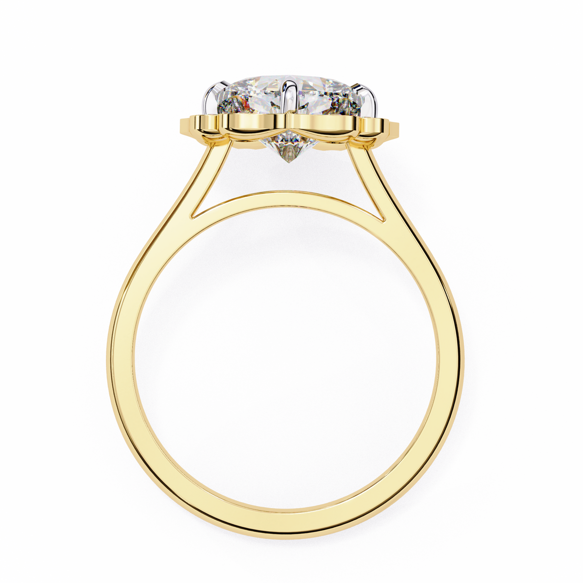 Reverra 14K Gold Cushion & Round Lab Grown Diamond Vintage Floral Engagement Ring for Women, CTTW-3.53