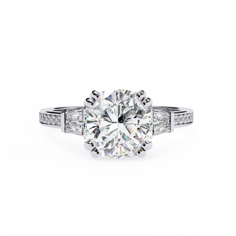 Reverra 14K Gold Cushion & Round Lab Grown Diamond Engagement Ring for Women, CTTW-2.98