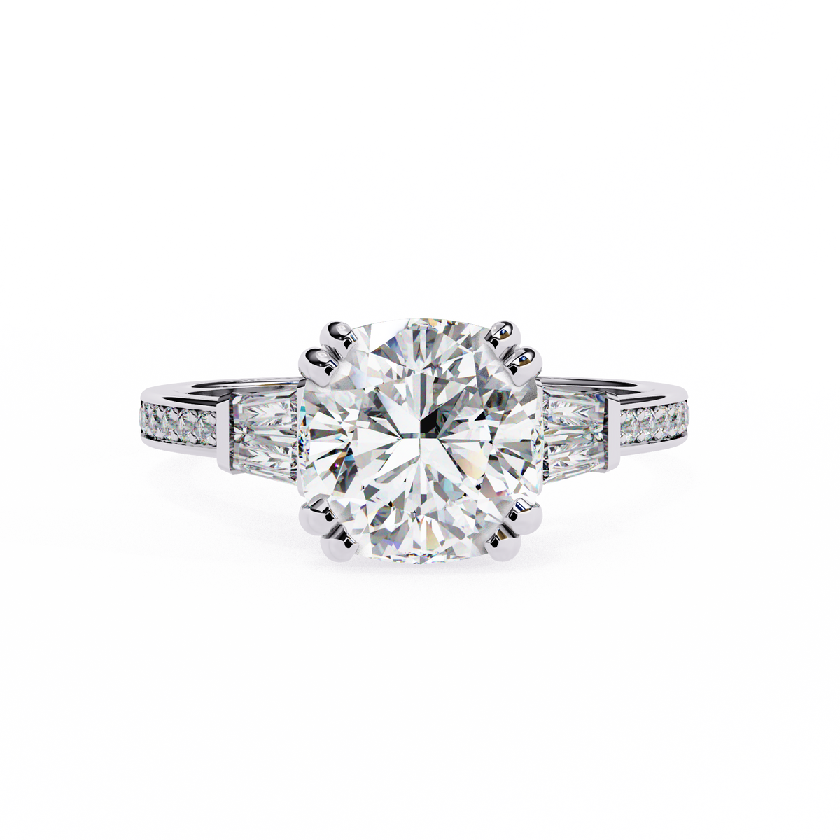 Reverra 14K Round Three-Stone Tapered Engagement Ring, CTTW-2.98