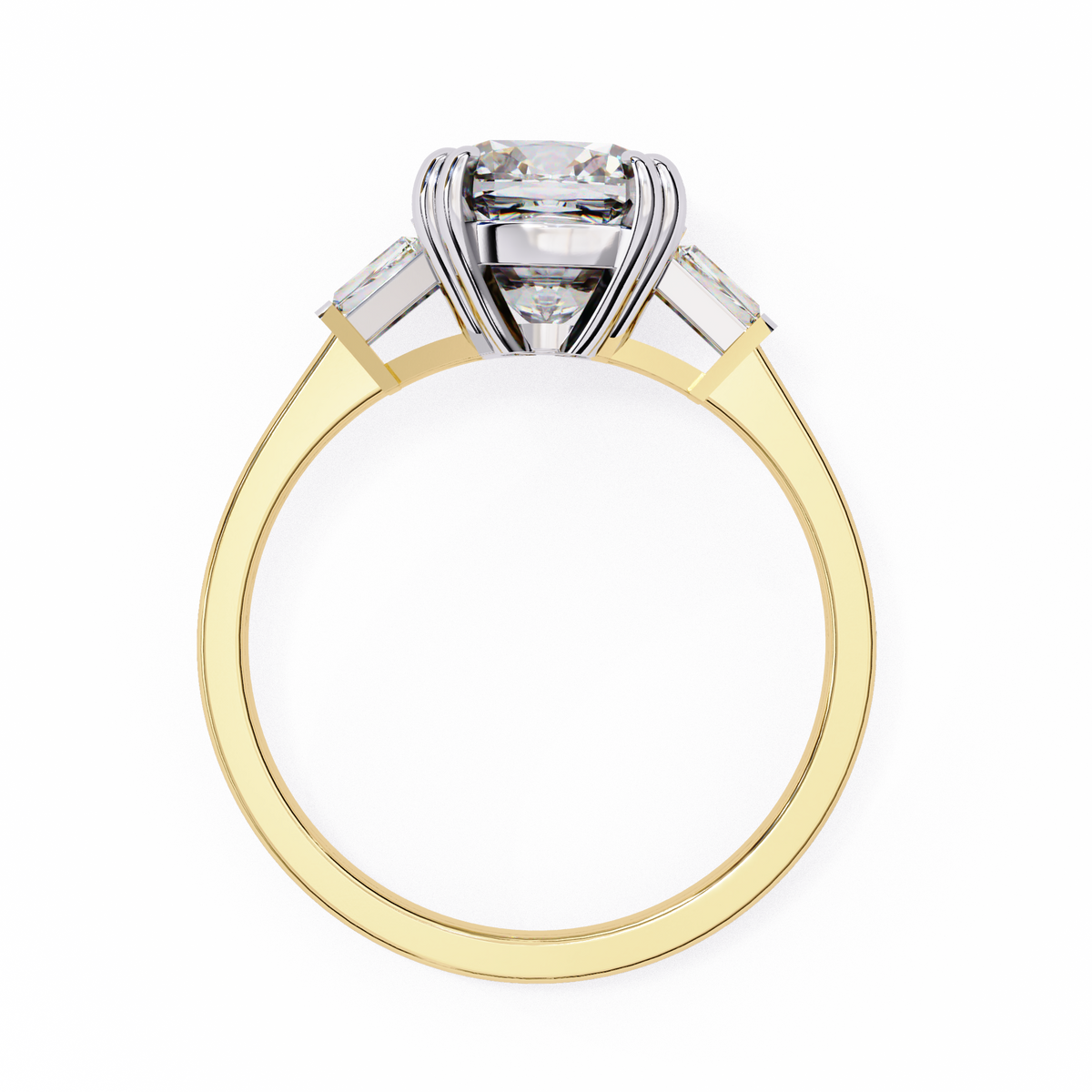 Reverra 14K Round Three-Stone Tapered Engagement Ring, CTTW-2.98