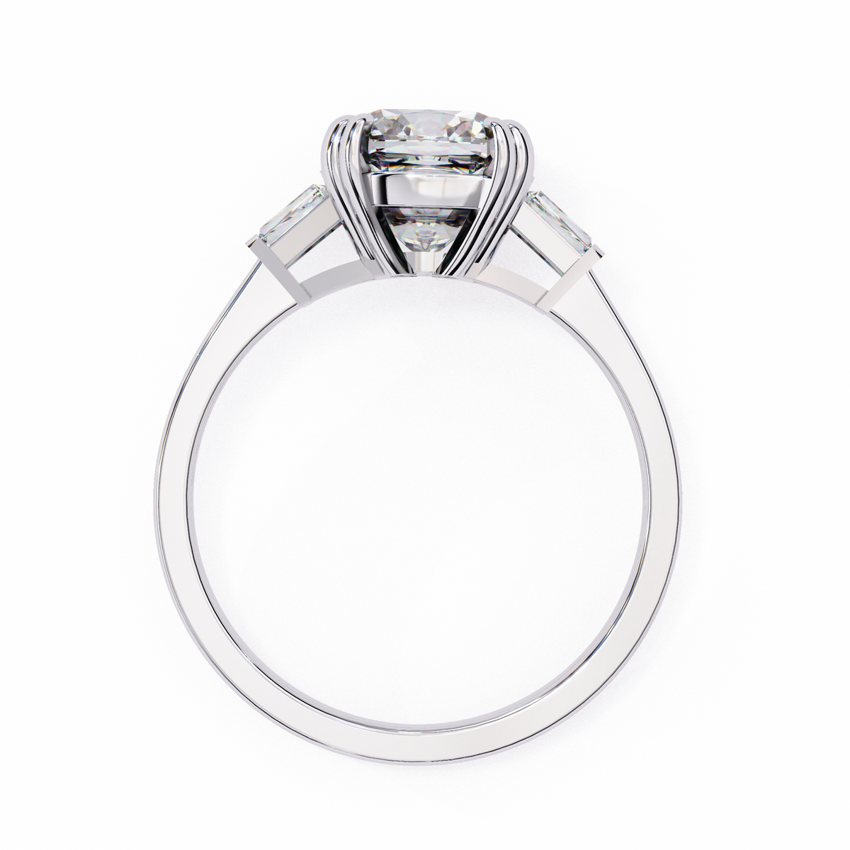 Reverra 14K Round Three-Stone Tapered Engagement Ring, CTTW-2.98