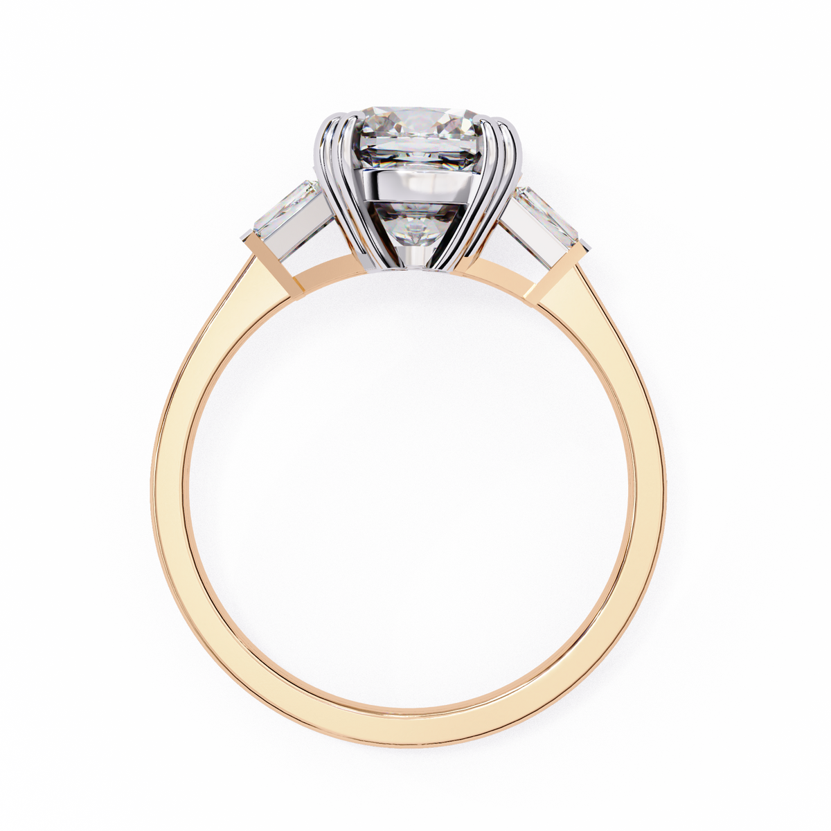 Reverra 14K Round Three-Stone Tapered Engagement Ring, CTTW-2.98