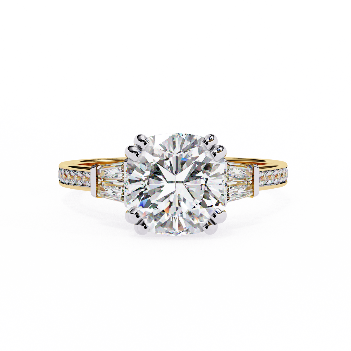 Reverra 14K Round Three-Stone Tapered Engagement Ring, CTTW-2.98