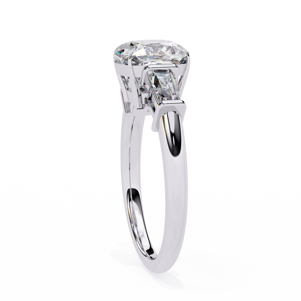 Reverra 14K Gold Cushion & Baguette Lab Grown Diamond Engagement Ring for Women, CTTW-3.84