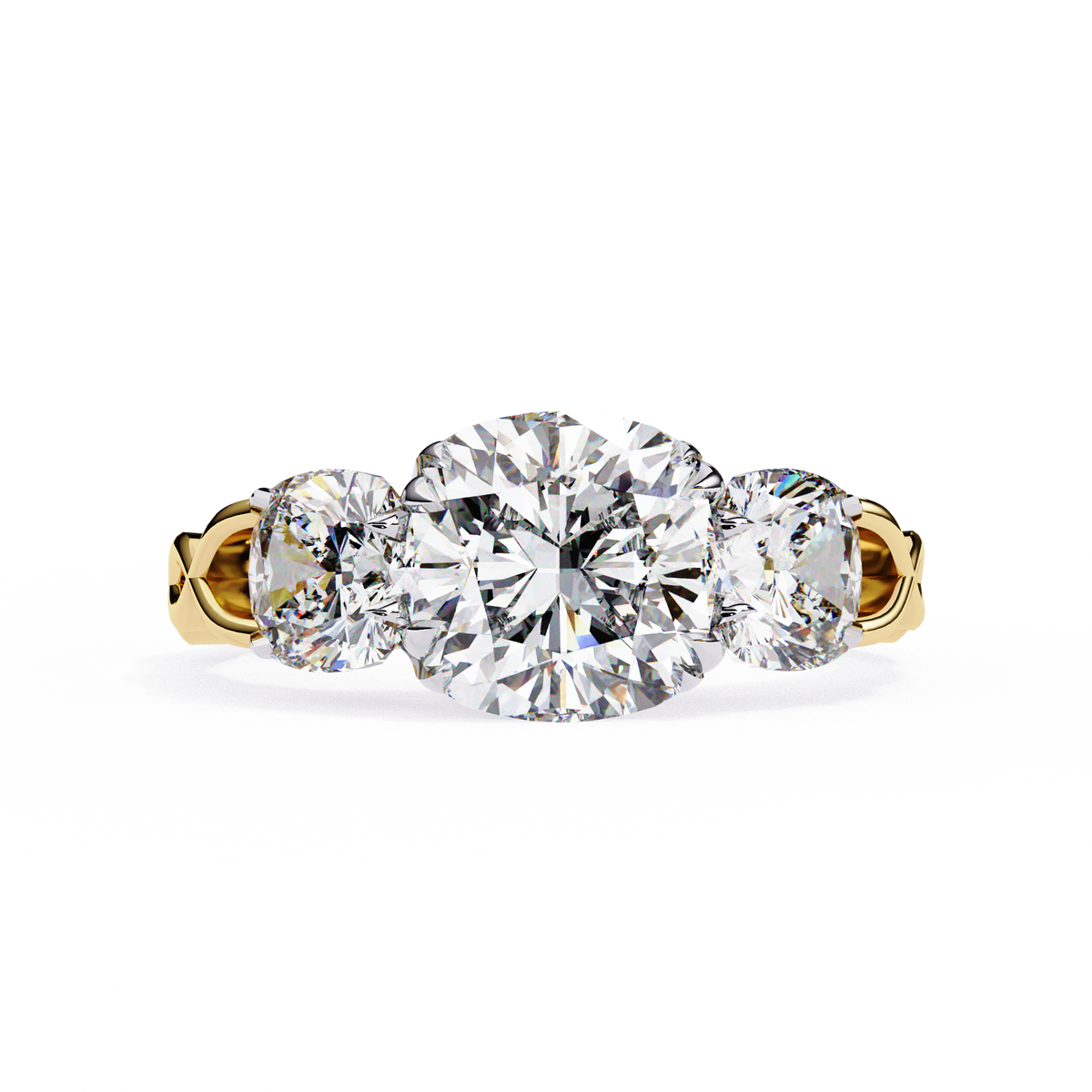 Reverra 14K Three-Stone Engagement Ring, CTTW-3.49