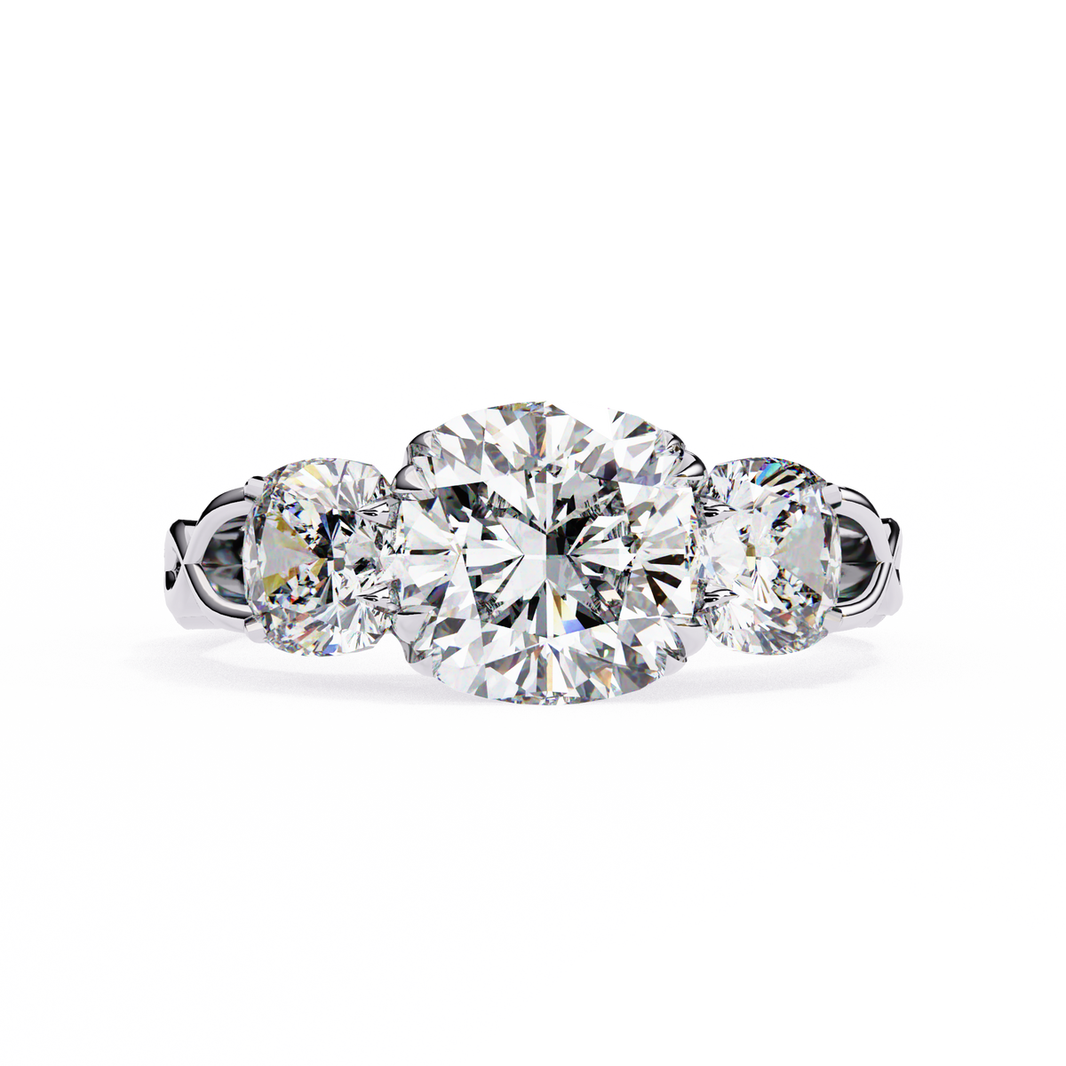 Reverra 14K Three-Stone Engagement Ring, CTTW-3.49