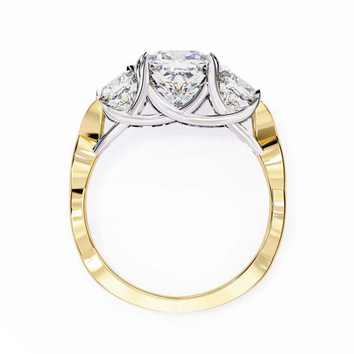 Reverra 14K Three-Stone Engagement Ring, CTTW-3.49
