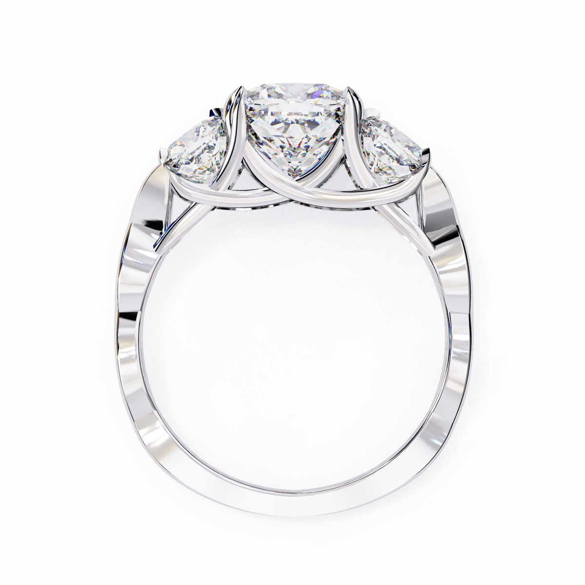 Reverra 14K Three-Stone Engagement Ring, CTTW-3.49