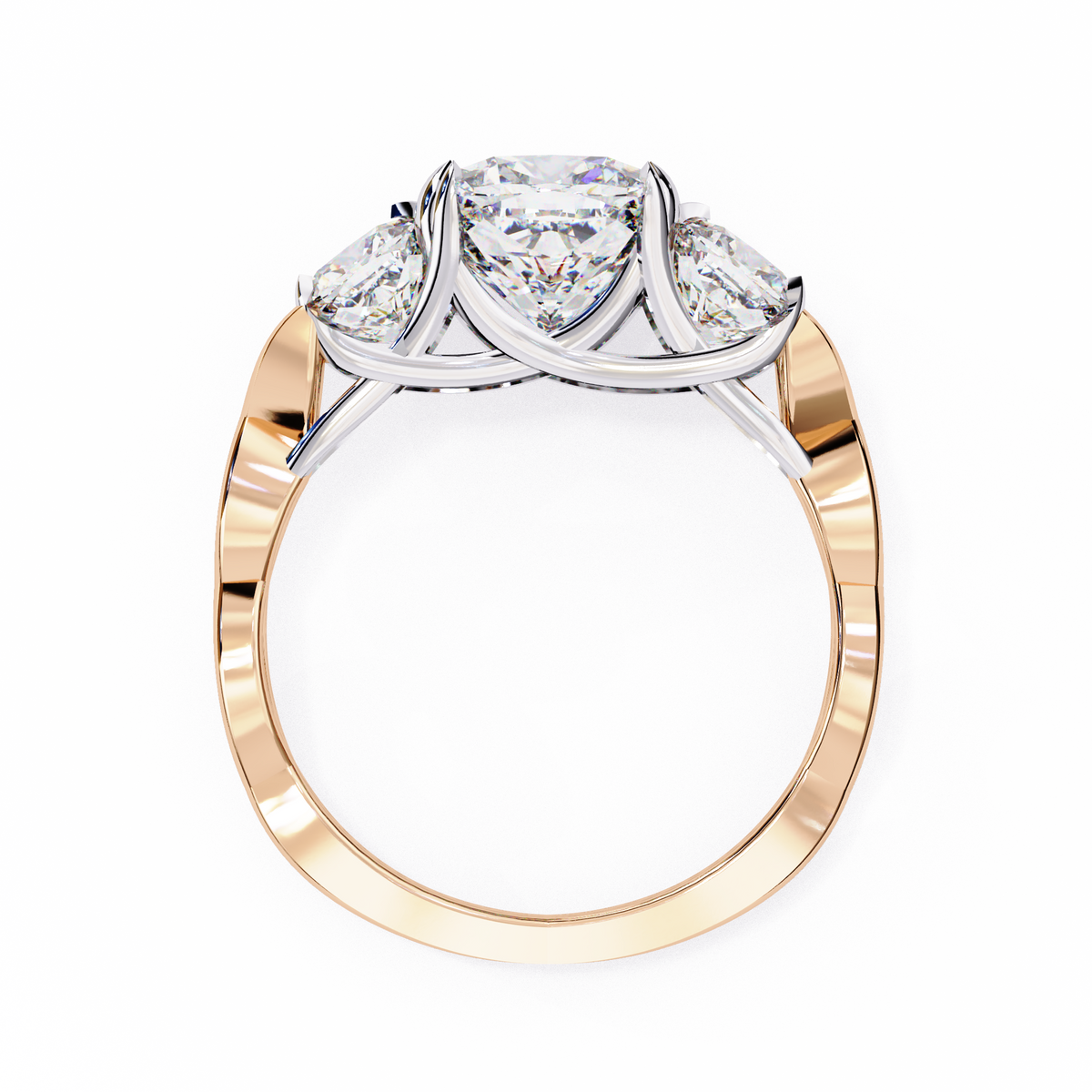 Reverra 14K Three-Stone Engagement Ring, CTTW-3.49