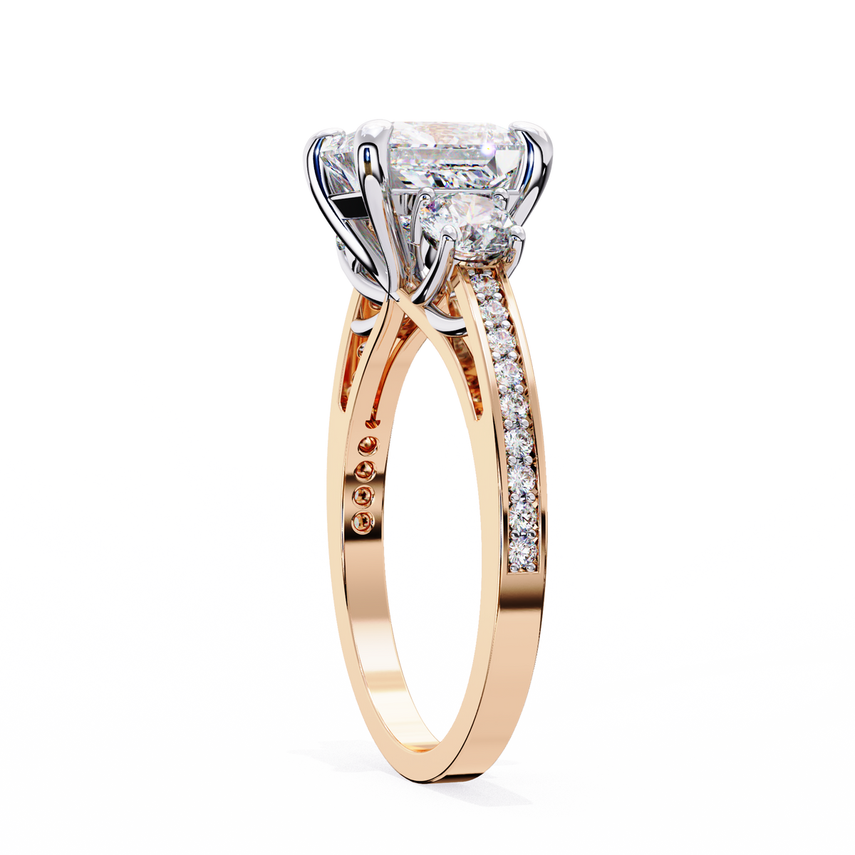 Reverra 14K Three-Stone Diamond Engagement Ring, CTTW-3.3