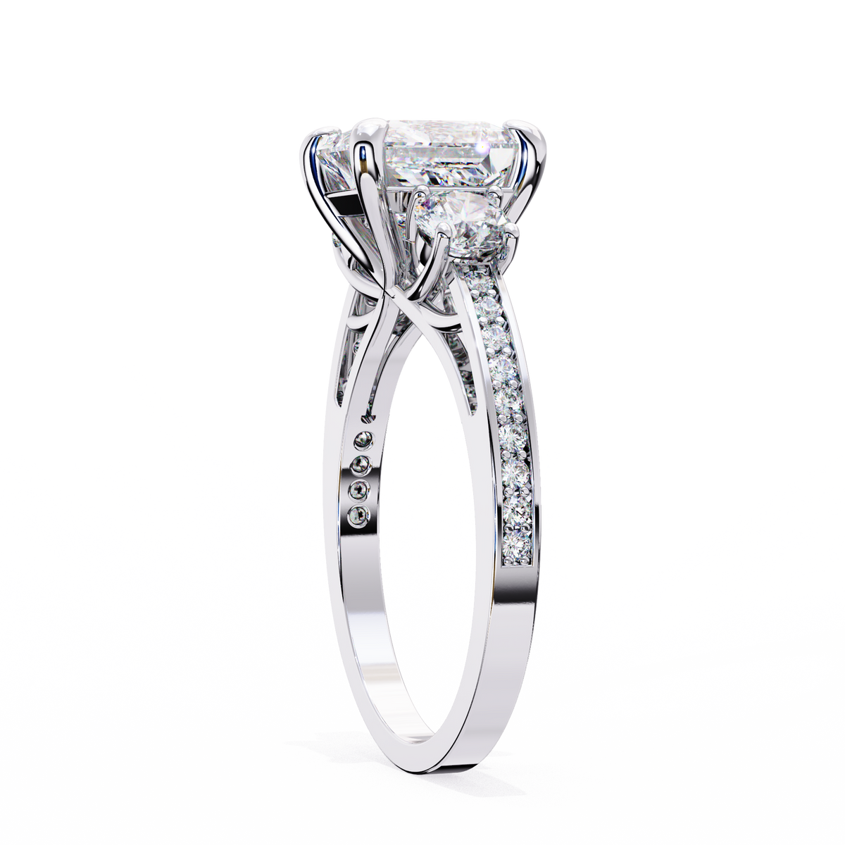 Reverra 14K Three-Stone Diamond Engagement Ring, CTTW-3.3