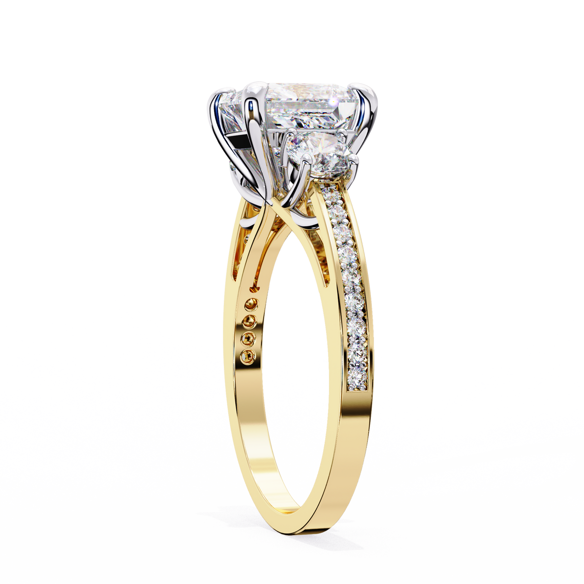 Reverra 14K Three-Stone Diamond Engagement Ring, CTTW-3.3