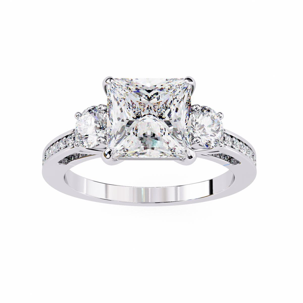 Reverra 14K Three-Stone Diamond Engagement Ring, CTTW-3.3