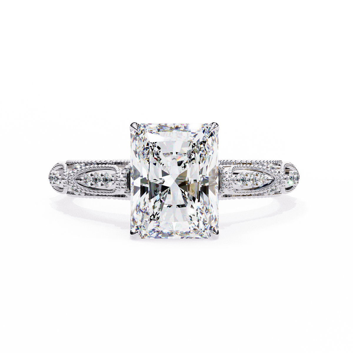 Reverra 14K Vintage Diamond Engagement Ring, CTTW-3.12