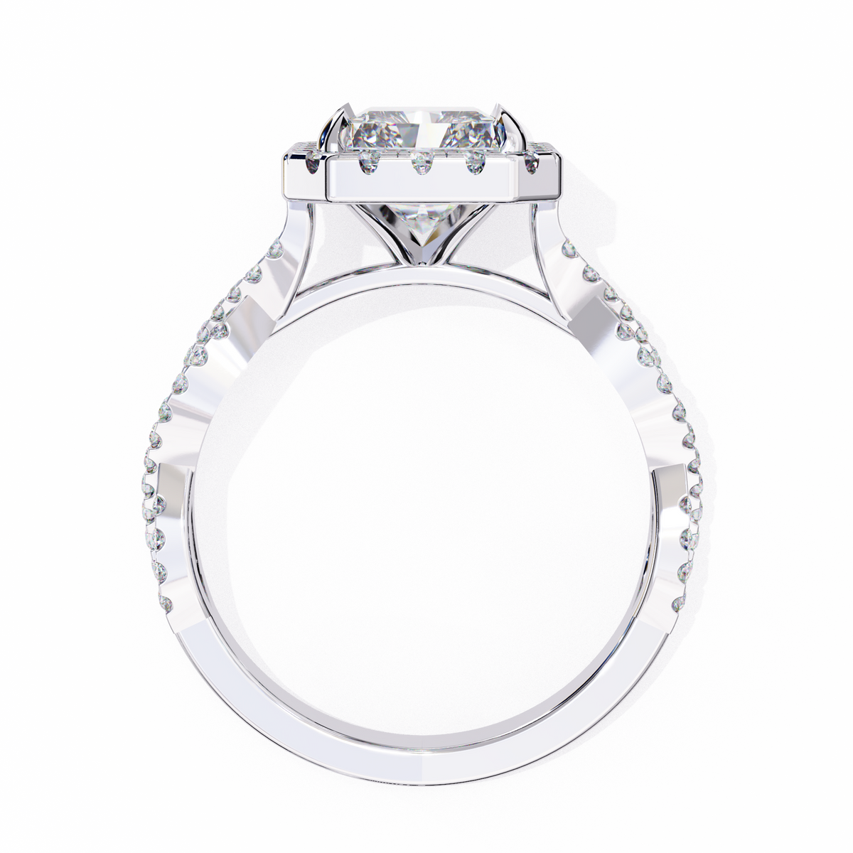 Reverra 14K Twisted Halo Diamond Engagement Ring, CTTW-3.45